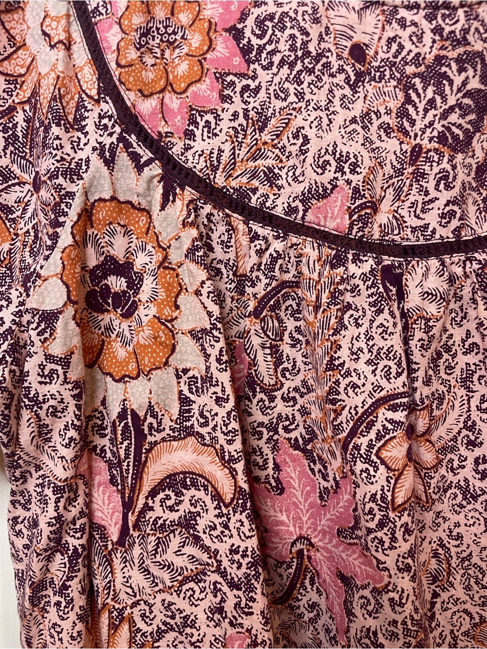 Madewell Bali Blooms Yoked Puff Sleeve Top Size Small - Picture 5 of 10